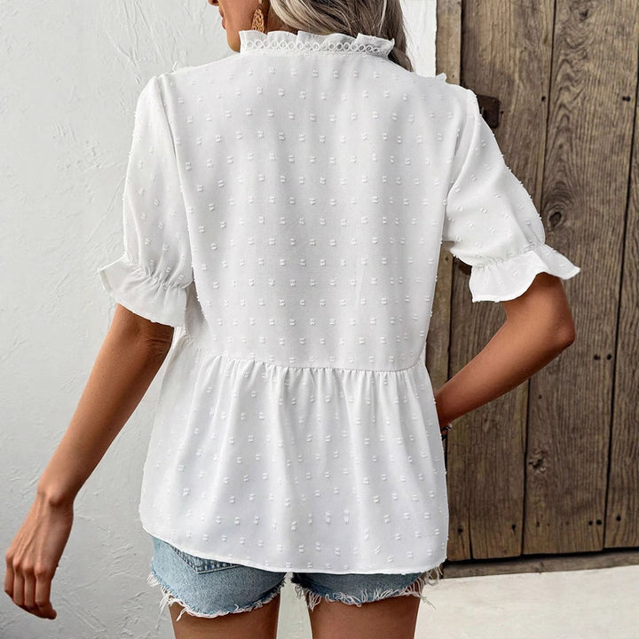 Damen Blusenshirt mit Rüschendetails und punktuellem Design Echo Archiv