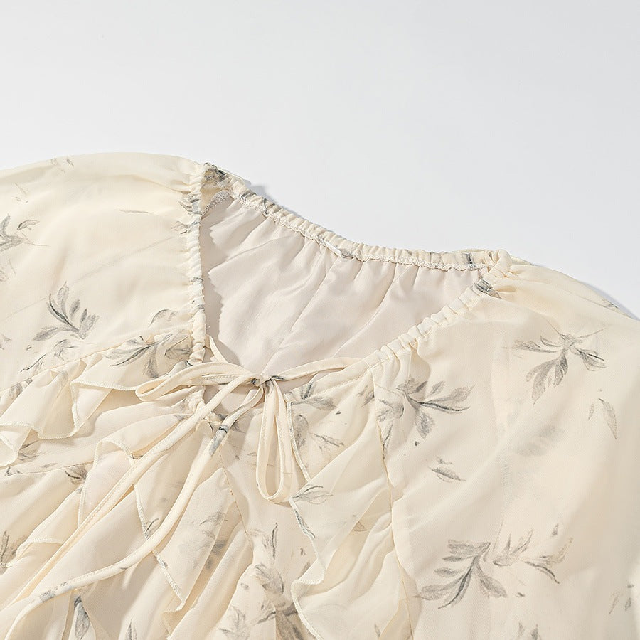 Damen Maxikleid mit eleganten Rüschendetails und floralem Druck Echo Archiv