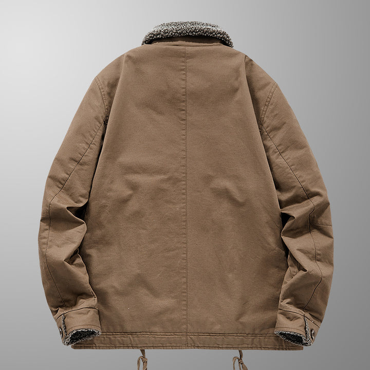 Herren gefütterte Canvas-Arbeitsjacke mit Sherpa‑Innenfutter und Hemdkragen Echo Archiv