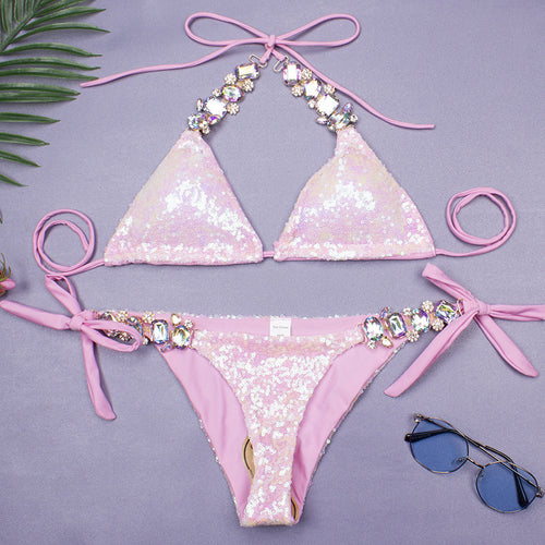 Damen Glitzernder Triangel-Bikini mit modischen Akzenten Echo Archiv