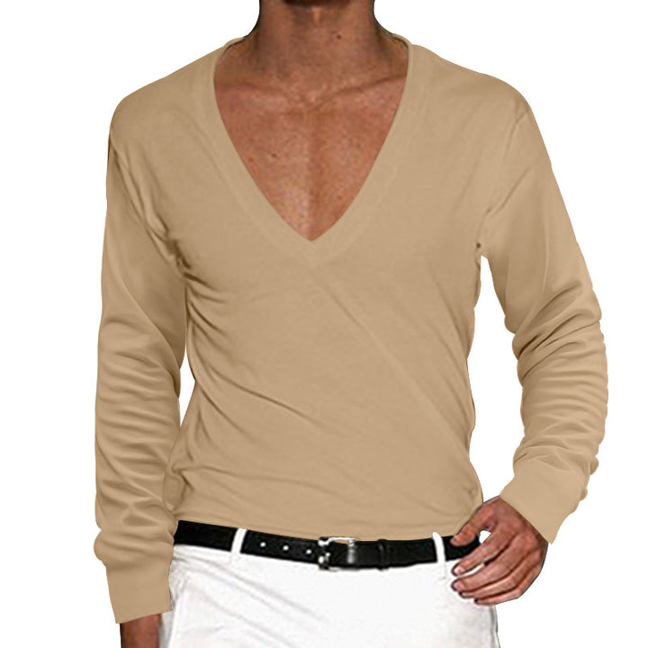 Herren lässiges V-Ausschnitt Langarmshirt Echoarchiv
