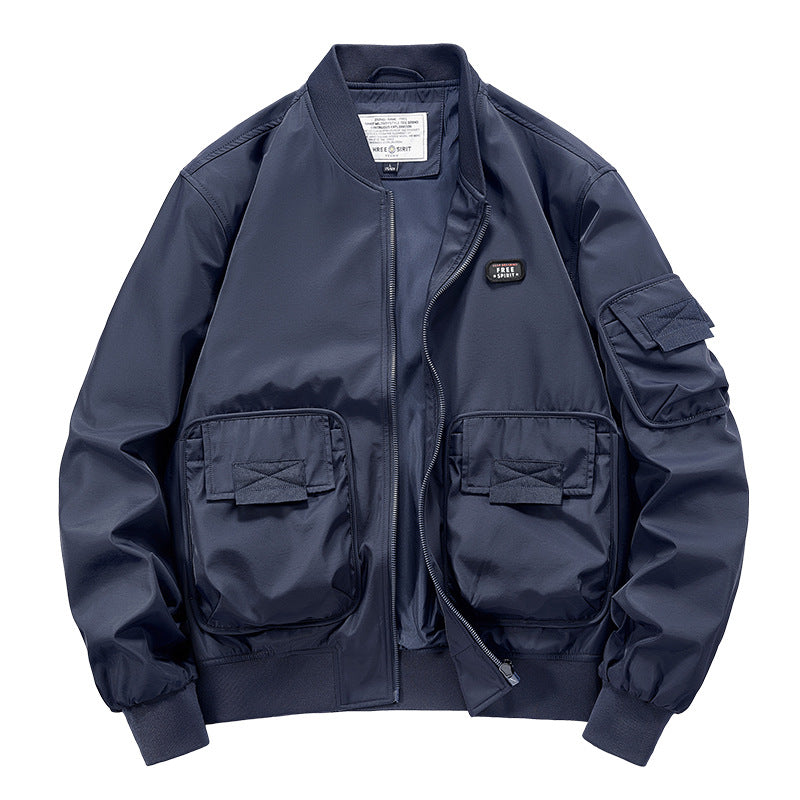 Men's rugged multi-pocket nylon bomber jacket – Brevano