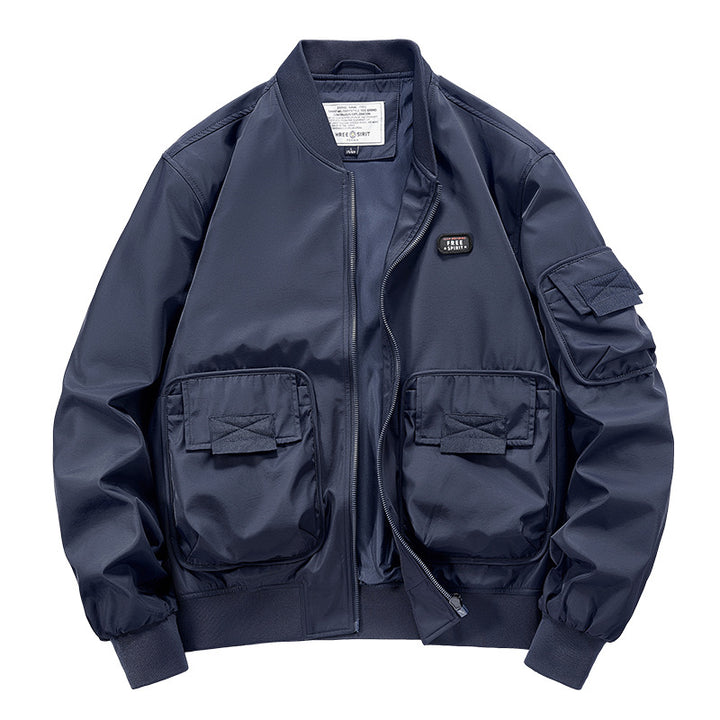 Men's rugged multi-pocket nylon bomber jacket – Brevano