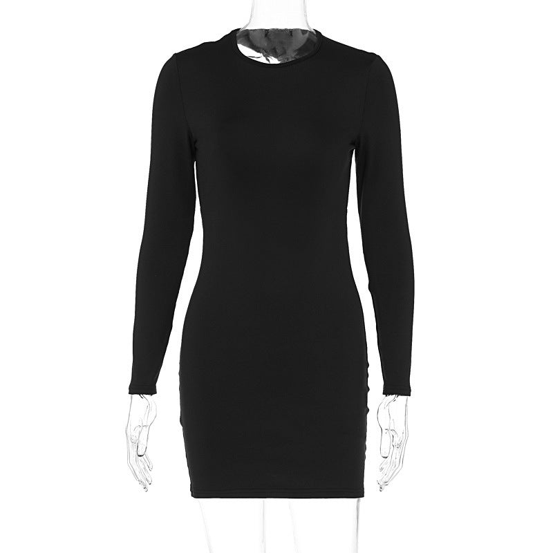 Damen figurbetontes Minikleid mit langen Ärmeln und schickem Rundhalsausschnitt Echo Archiv