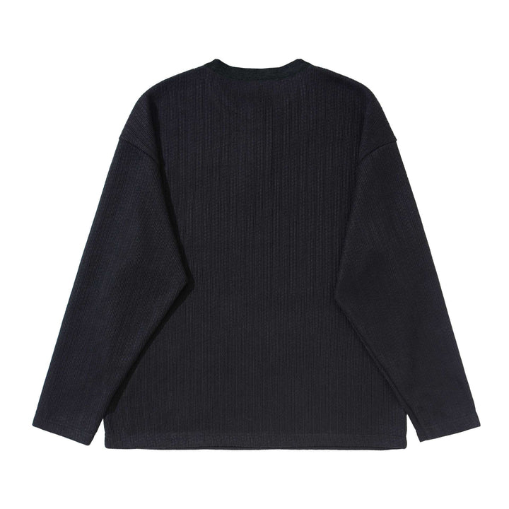Unisex Strukturierter Waffel-Henleyshirt mit geradem Saum und Oversize-Silhouette Echoarchiv