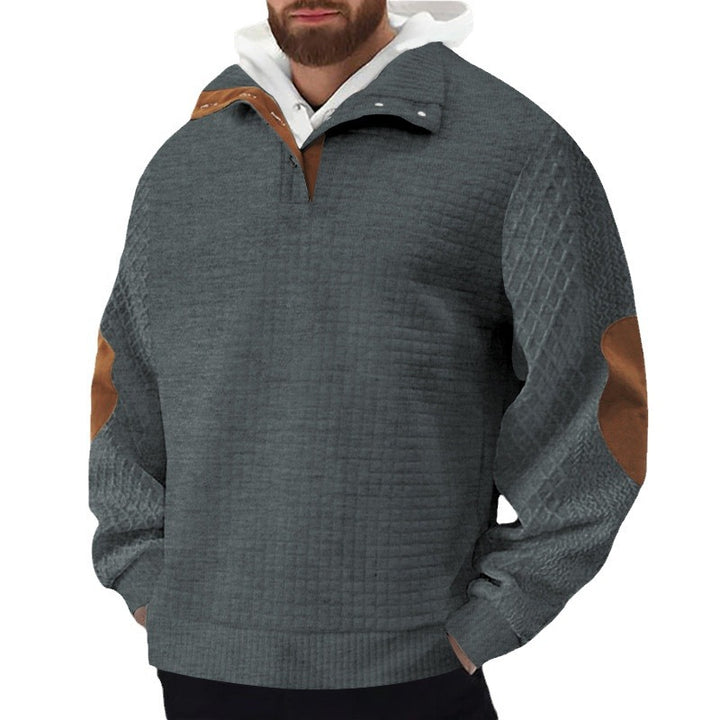 Herren Robuster Fleece-Pullover mit hohem Kragen und strukturiertem Design Echoarchiv