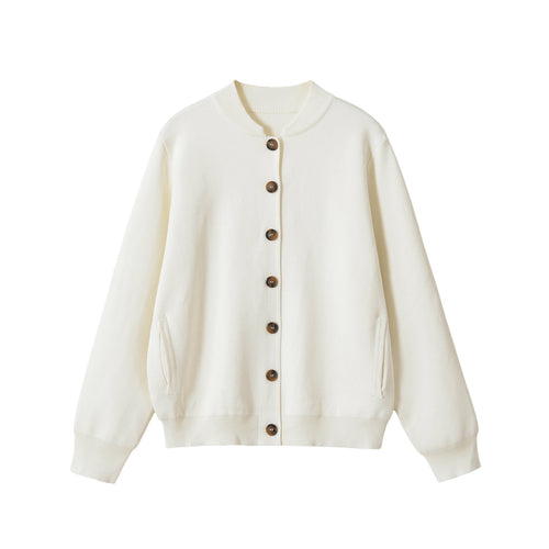 Damen Boxy-Strickjacke mit Knopfverschluss und Rippbündchen Echoarchiv