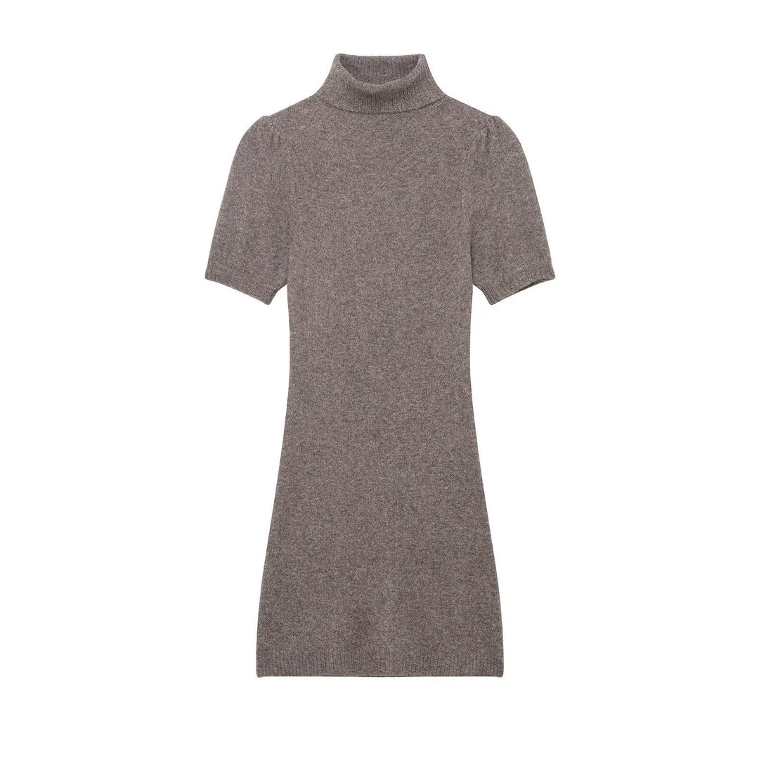Damen Strickkleid mit kurzem Arm und hochgeschlossenem Kragen Echo Archiv