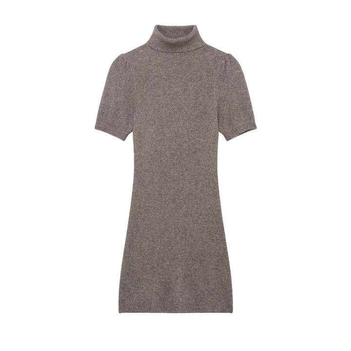 Damen Strickkleid mit kurzem Arm und hochgeschlossenem Kragen Echo Archiv
