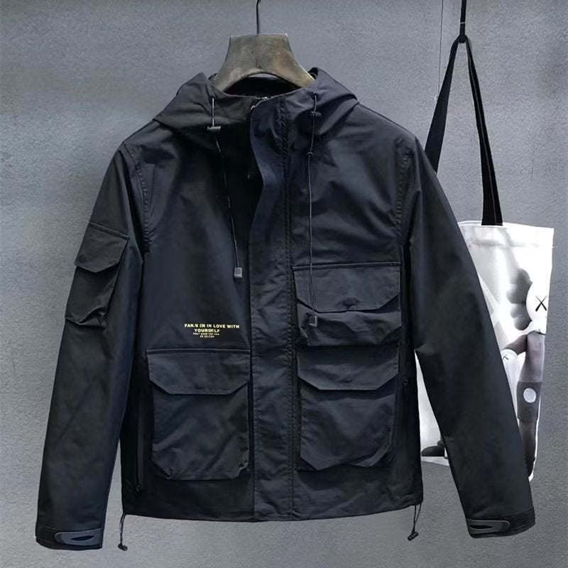 Herren Utility-Outdoorjacke mit Kapuze, Mehrfach-Taschenfront und verstellbarem Saum Echoarchiv