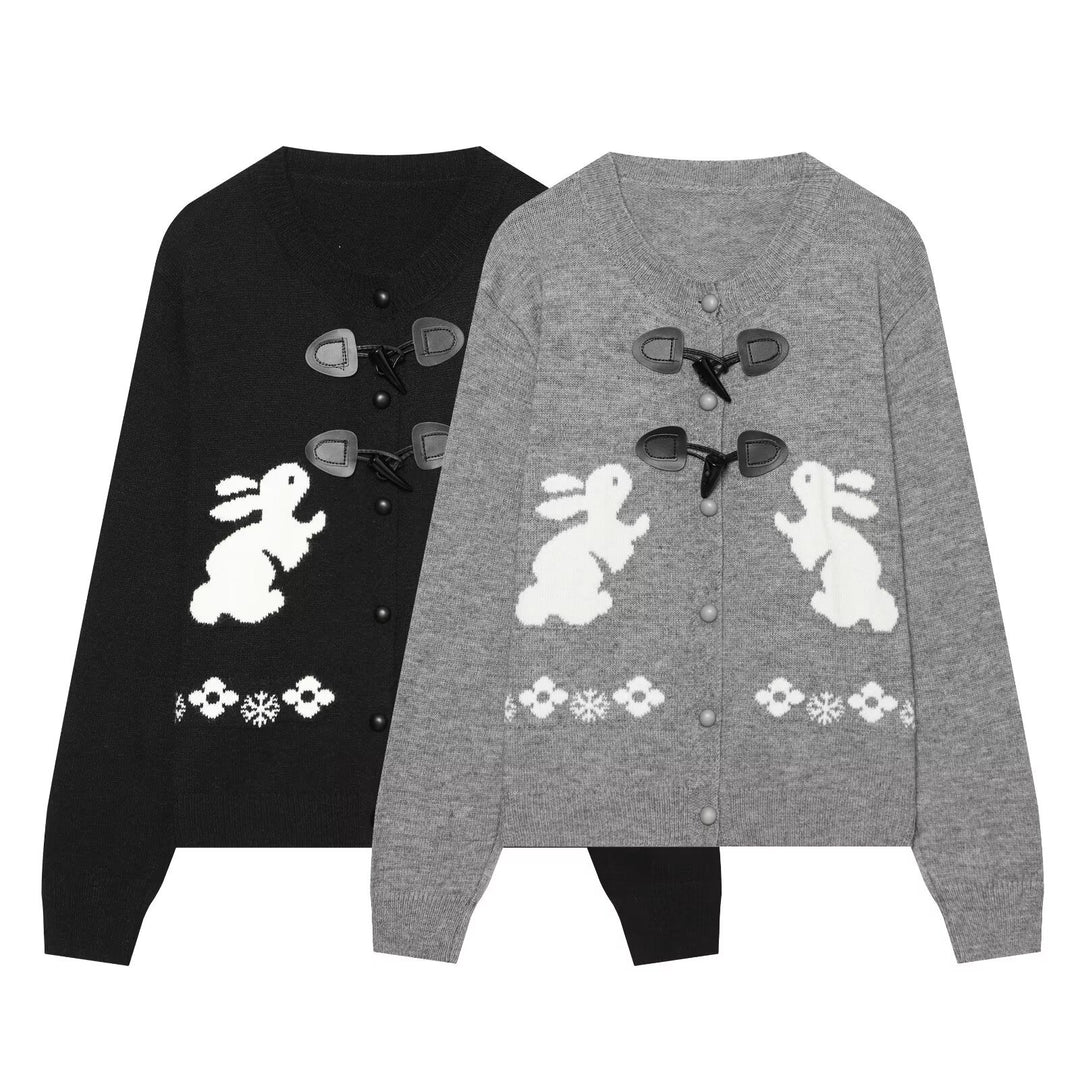 Damen Strickcardigan mit Hasenintarsien und dekorativem Knebelverschluss Echo Archiv