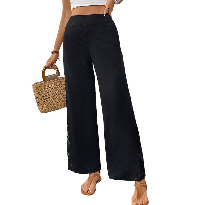 Damen High-Waist Palazzo-Hose aus Crêpe mit seitlichem Spitzeneinsatz Echoarchiv