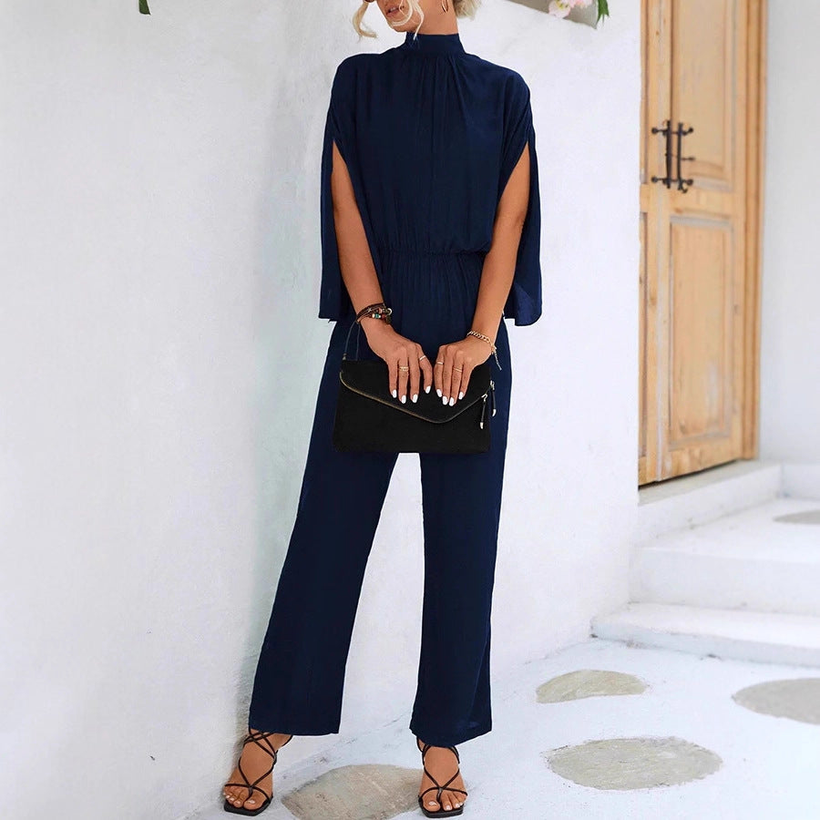 Damen eleganter Jumpsuit mit weitem Bein und Chiffon-Ärmeln Echo Archiv