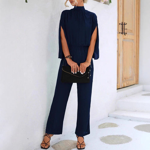 Damen eleganter Jumpsuit mit weitem Bein und Chiffon-Ärmeln Echo Archiv