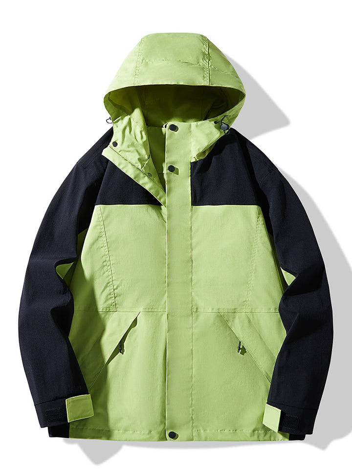 Herren Technische Colorblock Softshell‑Regenjacke mit verstellbarer Kapuze Echo Archiv