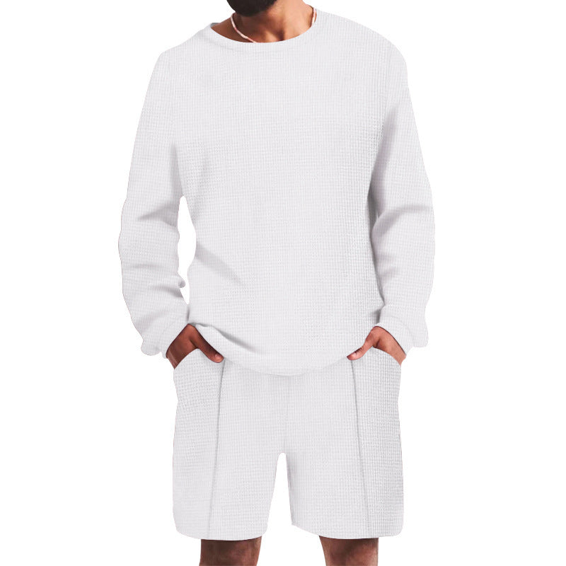 Herren lässiges Freizeit-Set mit strukturiertem Oberteil und komfortablen Shorts Echoarchiv