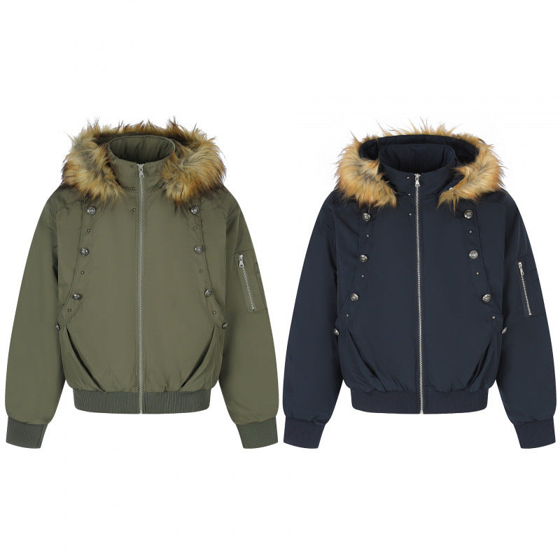 Damen Gefütterte Bomberjacke mit Kapuze und Kunstfellkragen Wattierte Winterjacke Echo Archiv