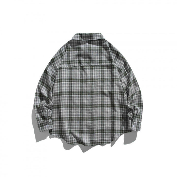 Unisex Oversize Karo‑Hemdjacke im Boxy‑Cut mit Brusttasche und abgerundetem Saum Echo Archiv