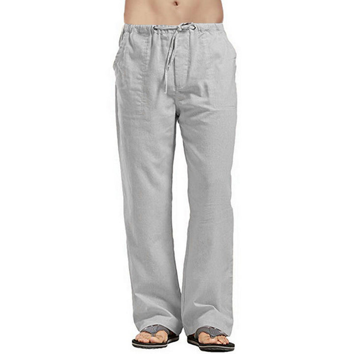 Herren nan lockere Leinenhose mit Tunnelzugbund und geradem Bein Echo Archiv