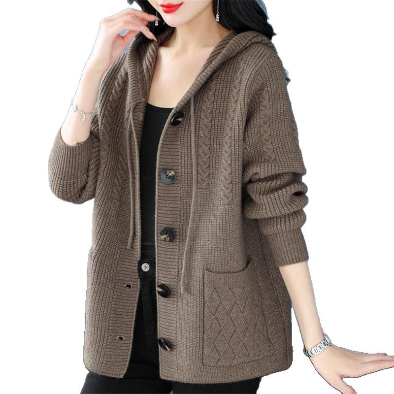 Damen Strickjacke mit Kapuze und Zopfmuster Echo Archiv