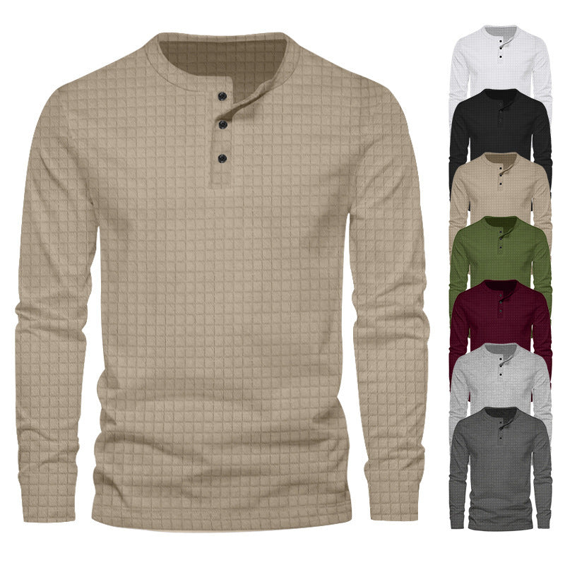 Herren Langarmshirt mit strukturiertem Gewebe und Knopfleiste Echoarchiv