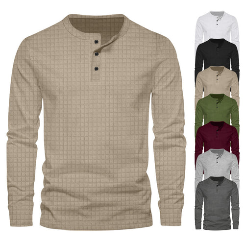 Herren Langarmshirt mit strukturiertem Gewebe und Knopfleiste Echoarchiv