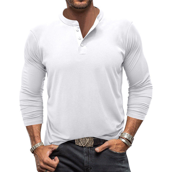 Herren Langarm-Henley-Shirt mit praktischem Knopfdesign Echoarchiv