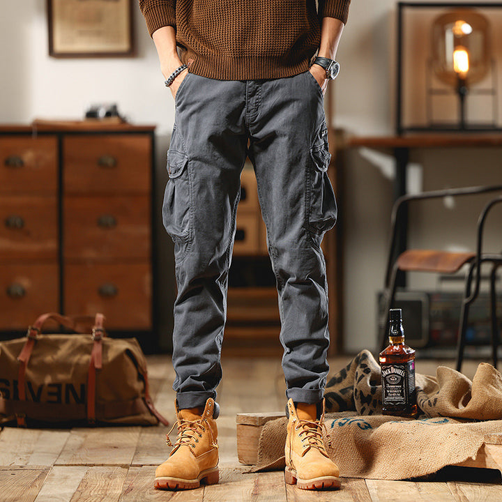 Herren Slim-Fit Cargo-Hose aus Baumwoll-Twill mit Multifachtaschen Echo Archiv
