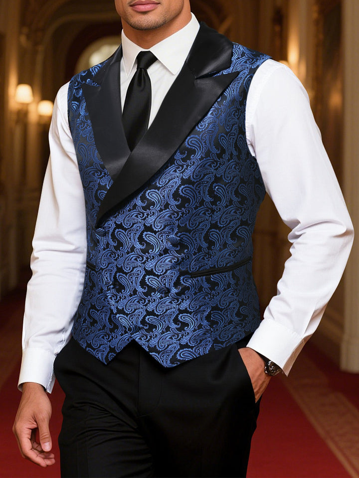 Herren elegante Brokatweste mit schimmerndem Satinrevers Echoarchiv