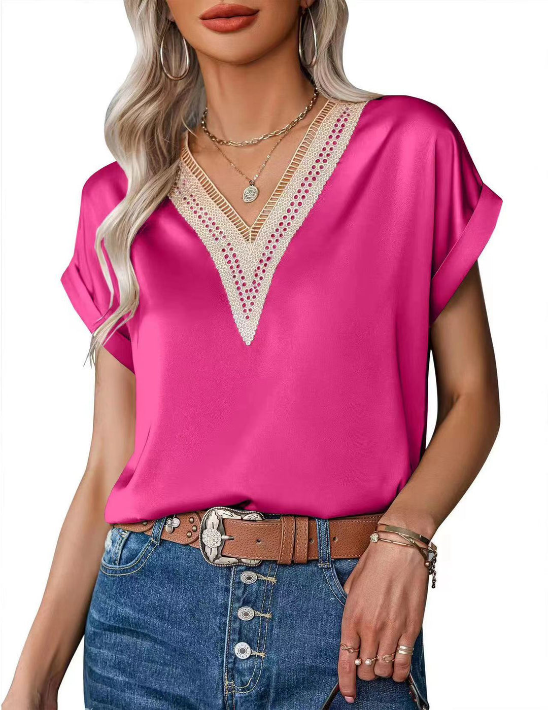 Damen Bluse mit elegantem Spitzenbesatz Echo Archiv