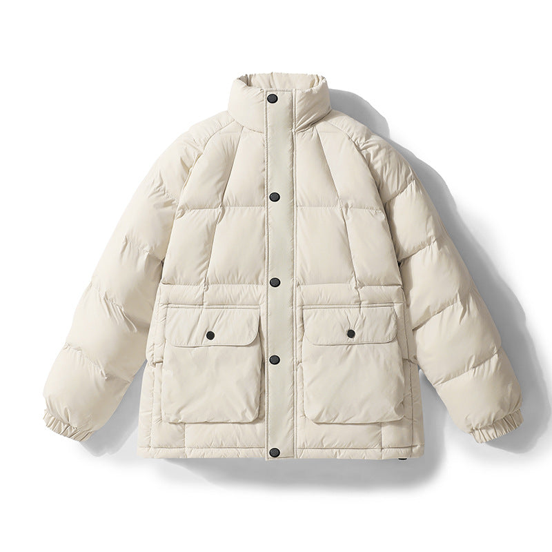 Herren Wattierte Steppjacke mit hohem Stehkragen, Druckknopfblende & großen Pattentaschen Echoarchiv