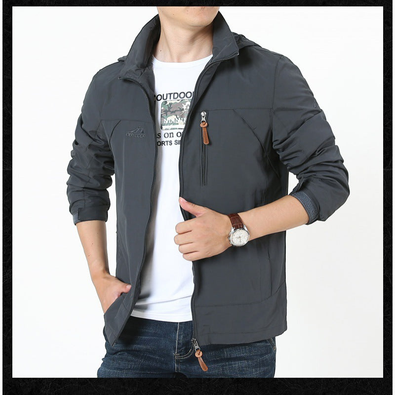 Herren Leichte Softshell-Outdoorjacke mit Kapuze, wind- und wasserabweisender Shell und Multifunktions‑Taschen Echoarchiv