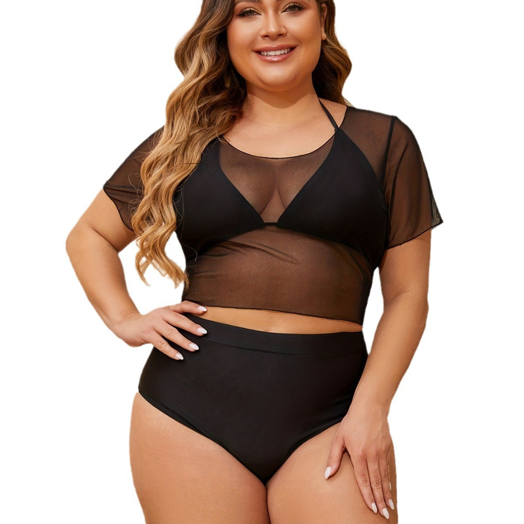 Damen Bikini-Oberteil mit transparentem Overlay und figurbetontem Unterteil Echo Archiv