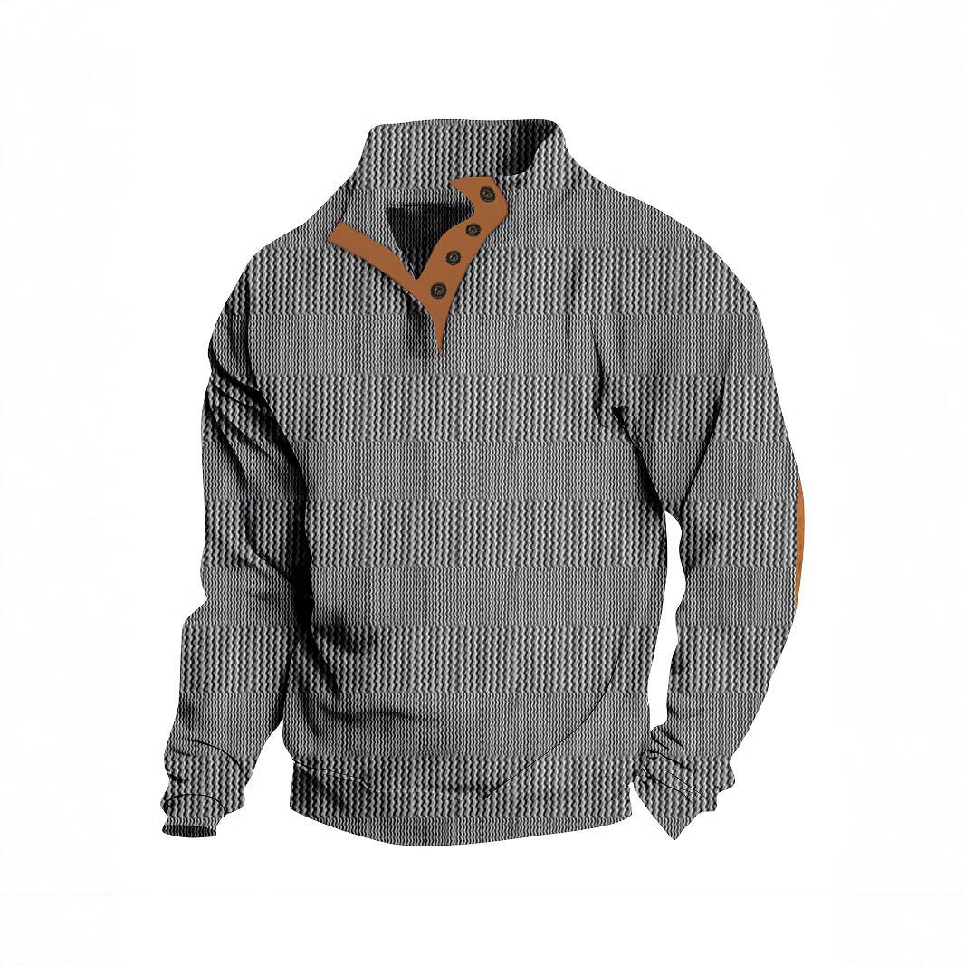 Herren modischer Pullover mit Stehkragen und besonderem Knopfdetail Echoarchiv