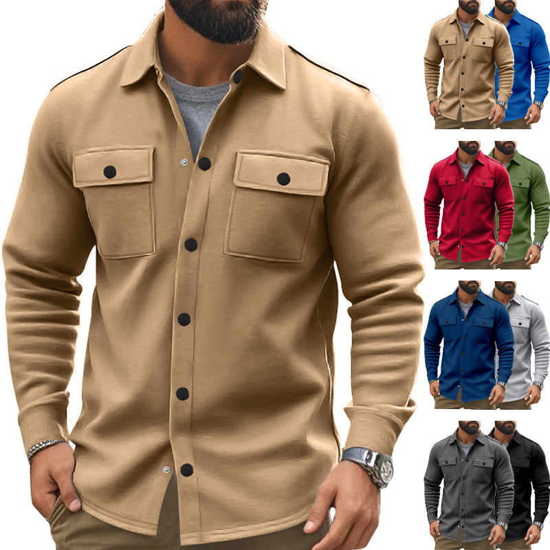 Herren nan robuste Wollfleece-Überhemdjacke mit aufgesetzten Brusttaschen und Druckknopfleiste Echo Archiv