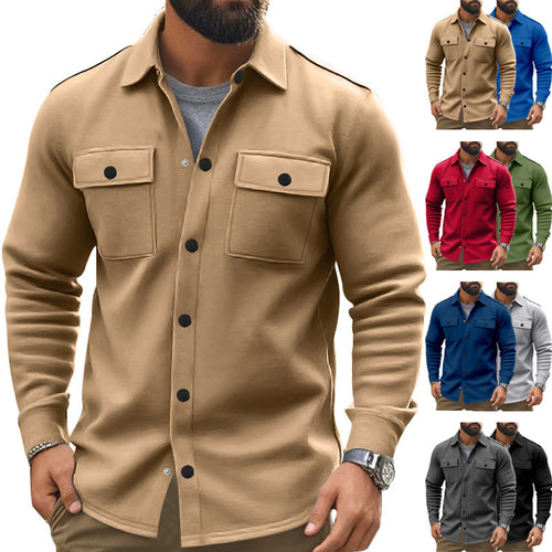 Herren nan robuste Wollfleece-Überhemdjacke mit aufgesetzten Brusttaschen und Druckknopfleiste Echo Archiv