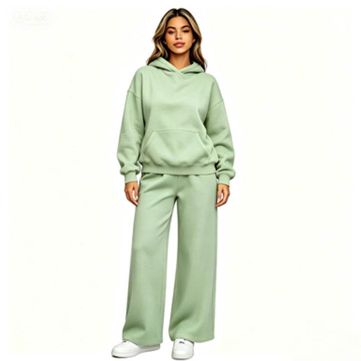 Damen Lässiger Kapuzenpullover mit weiten Hosen Echoarchiv