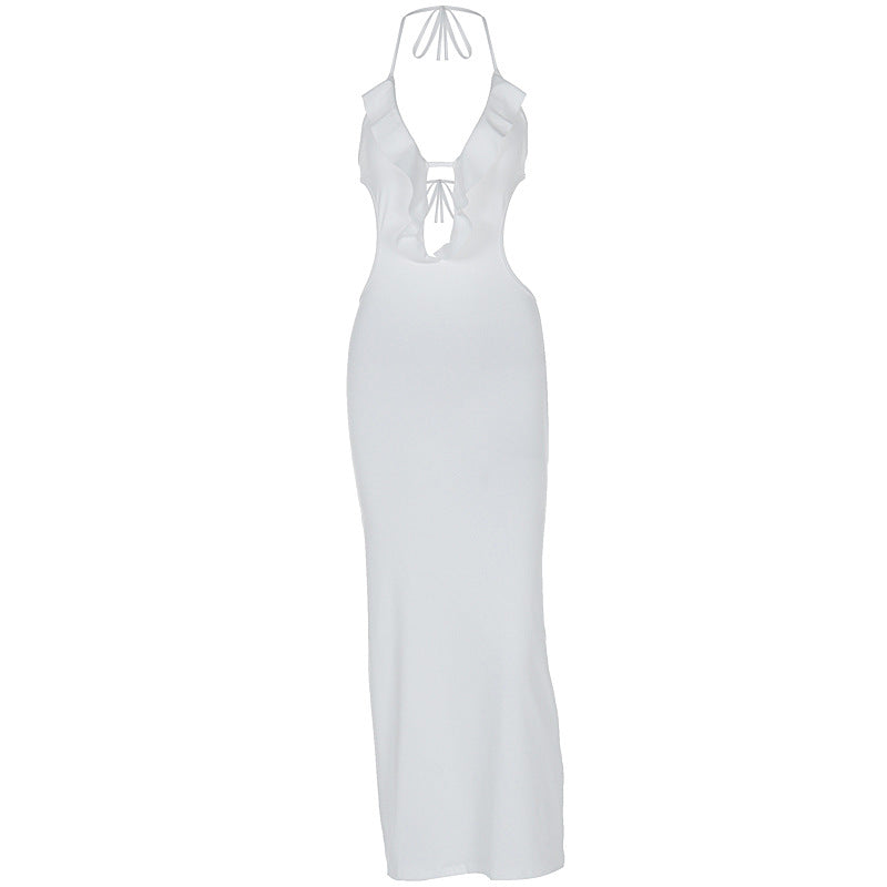 Damen Maxikleid mit Rüschendekor und figurbetontem Schnitt Echo Archiv