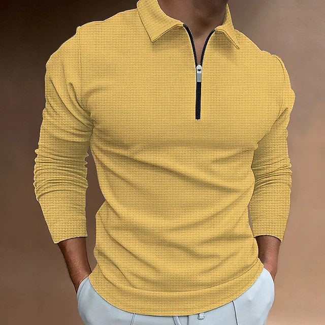 Herren Sportliches Langarmpoloshirt mit modernem Reißverschluss Echoarchiv