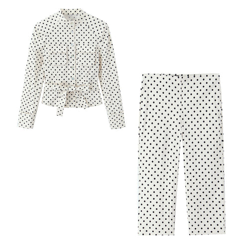 Damen Cropped-Palazzohose mit hoher Taille, weitem Bein und Punktemuster Echo Archiv
