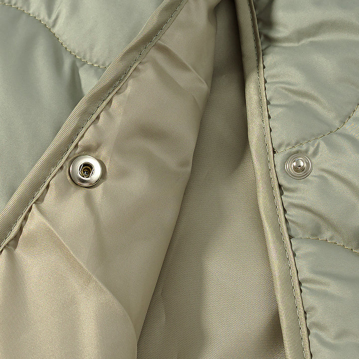 Damen Leichte gesteppte Jacke mit Rundhalsausschnitt, Steppwellen und Druckknöpfen Echoarchiv