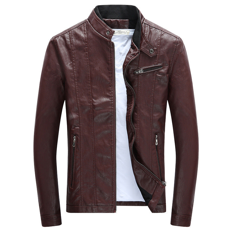 Herren trendige Kunstlederjacke mit feinen Steppdetails Echoarchiv