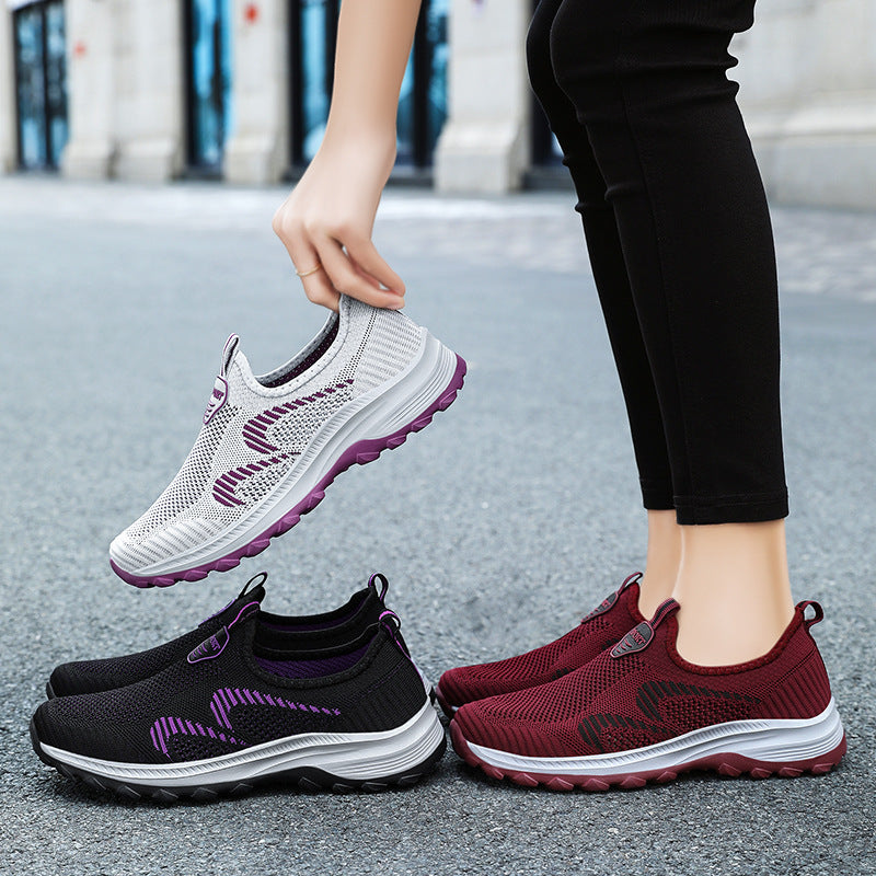 Damen nan leichter atmungsaktiver Strick-Slip-On Sneaker mit stoßdämpfender EVA-Zwischensohle und griffiger Profilaußensohle Echo Archiv