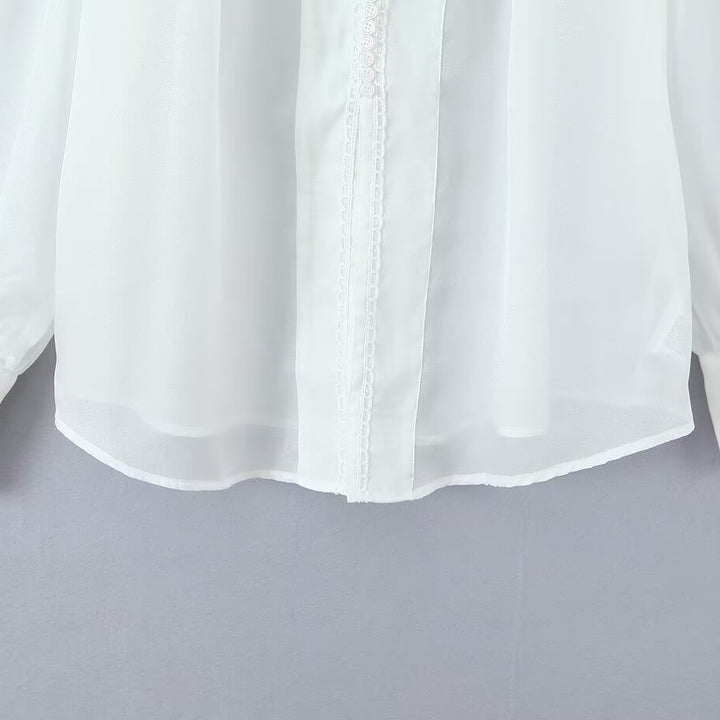 Damen elegante Chiffonbluse mit raffinierten Puffärmeln und edlem Kragen Echo Archiv