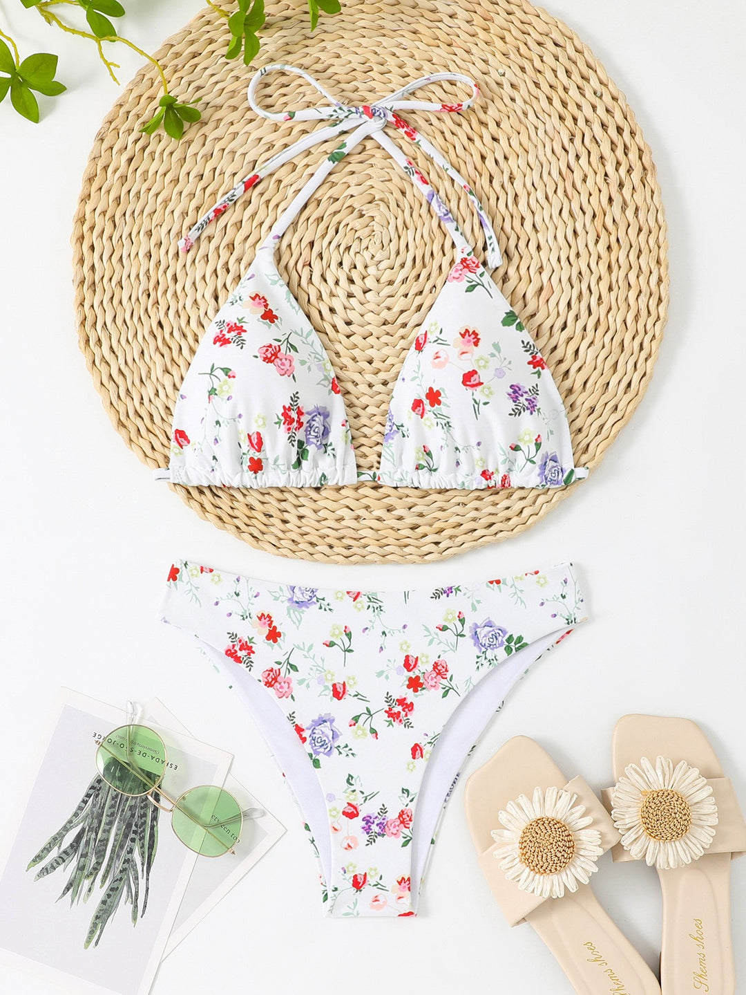 Damen Bikiniset mit floralem Muster und Gingham-Design Echo Archiv