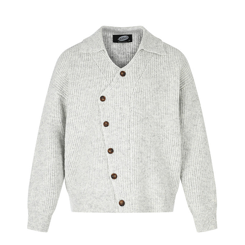 Damen Oversize Strickjacke mit asymmetrischer Knopfleiste und Hemdkragen Echoarchiv