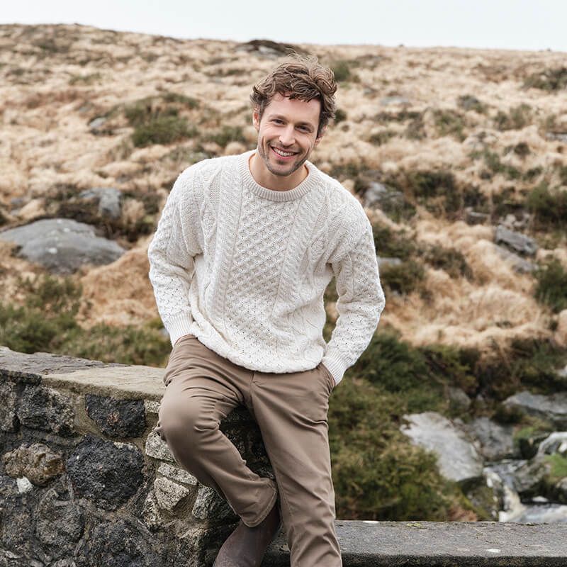 Herren Modischer Strickpullover mit Zopfmuster – Norvane
