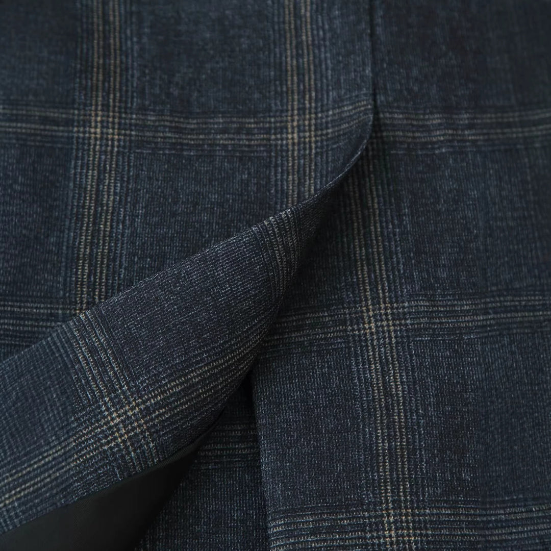 Damen Gerade geschnittener Glencheck-Blazer mit Stehkragen und Pattentaschen Echoarchiv