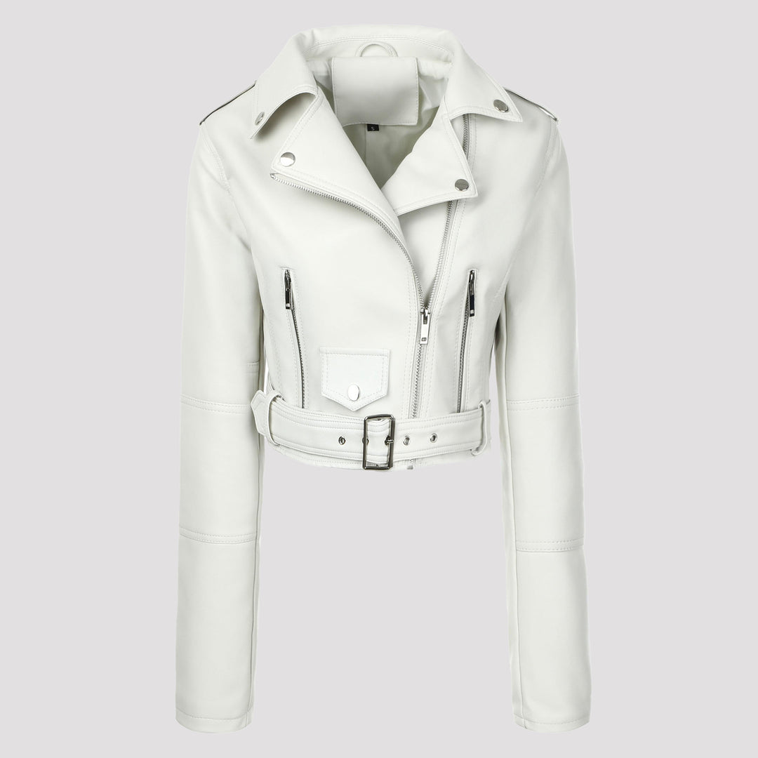 Damen Modische Bikerjacke mit Gürtel Echo Archiv