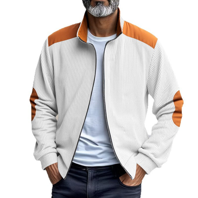 Herren Sportliche Zip-Jacke mit Rippenstruktur und Kontrastärmel Echoarchiv